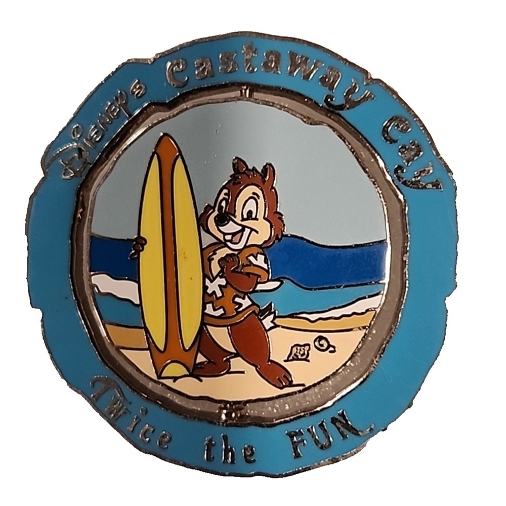 Disney Pin Chip & Dale Castaway Cay Twice the Fun Cruise‎ Line DCL Spinner 68069